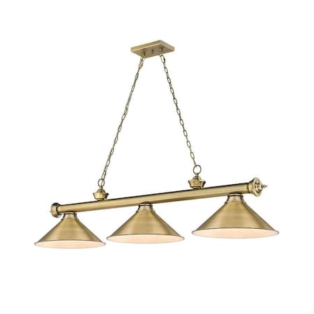 Z-Lite Cordon 3 Light Billiard, Rubbed Brass & Rubbed Brass 2306-3RB-RB15